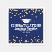 Serviette En Papier Félicitations Marine Blue Gold Grad Party (Devant)