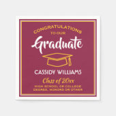 Serviette En Papier Félicitations Maroon Gold Red Yellow Graduation (Devant)
