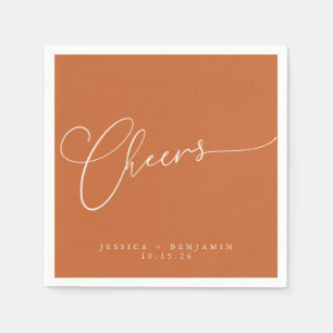 Serviette En Papier Félicitations Minimal Brûlé Orange Écriture Person
