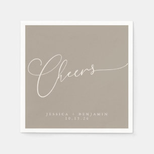 Serviette En Papier Félicitations Minimal Taupe Brun Écriture Personna