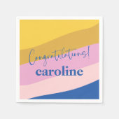 Serviette En Papier Félicitations moderne bleu jaune personnalisé Dipl (Devant)