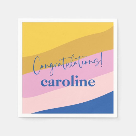 Serviette En Papier Félicitations moderne bleu jaune personnalisé Dipl (Devant)