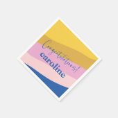 Serviette En Papier Félicitations moderne bleu jaune personnalisé Dipl (Coin)