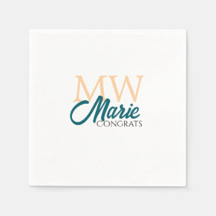 Serviette En Papier Félicitations monogramme de remise des diplômes or