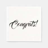 Serviette En Papier Félicitations noir blanc script personnalisé éléga (Devant)