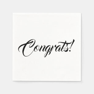Serviette En Papier Félicitations noir blanc script personnalisé éléga