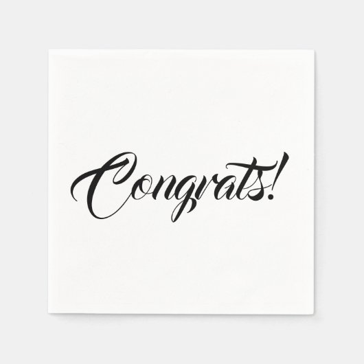 Serviette En Papier Félicitations noir blanc script personnalisé éléga (Devant)