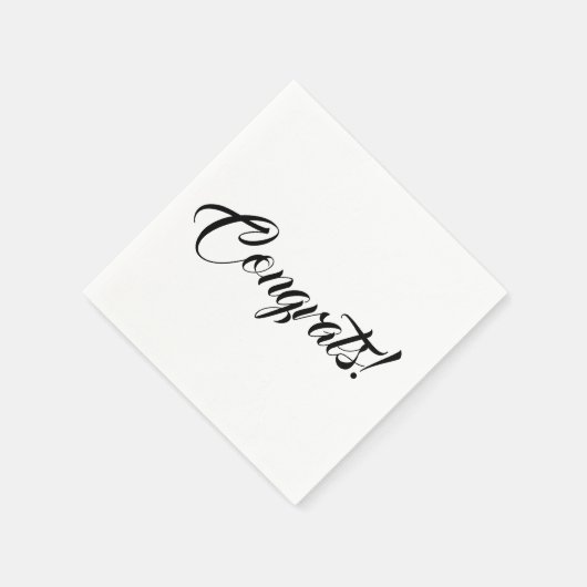 Serviette En Papier Félicitations noir blanc script personnalisé éléga (Coin)