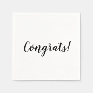 Serviette En Papier Félicitations noir blanc script personnalisé minim