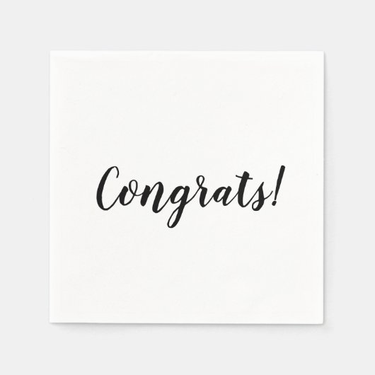 Serviette En Papier Félicitations noir blanc script personnalisé minim (Devant)