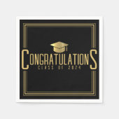 Serviette En Papier Félicitations Noir & Or Promotion Diplômée (Devant)