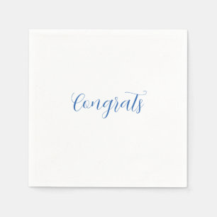 Serviette En Papier félicitations nom bleu stylé diplôme date année