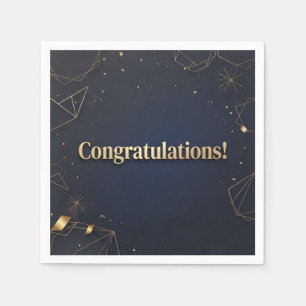 Serviette En Papier Félicitations Or Élégant et Bleu Foncé