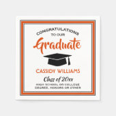 Serviette En Papier Félicitations Orange Black and White Graduation (Devant)