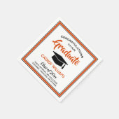 Serviette En Papier Félicitations Orange Black and White Graduation (Coin)