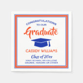 Serviette En Papier Félicitations Orange et Blue Modern Graduation (Devant)