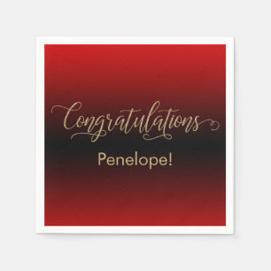 Serviette En Papier Félicitations Parties scintillant d'or rouge et no