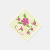 Serviette En Papier Félicitations Plaid Jaune Rose Floral (Coin)