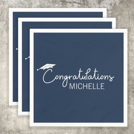 Serviette En Papier Félicitations pour la remise des diplômes Bleu mar