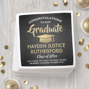Serviette En Papier Félicitations pour la remise des diplômes Noir Bro