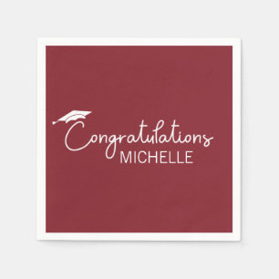 Serviette En Papier Félicitations pour la remise des diplômes Rouge Bl