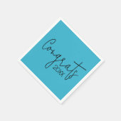 Serviette En Papier Félicitations Pour Les Diplômes Turquoises (Coin)