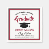Serviette En Papier Félicitations Rouge Noir Blanc Moderne Graduation (Devant)
