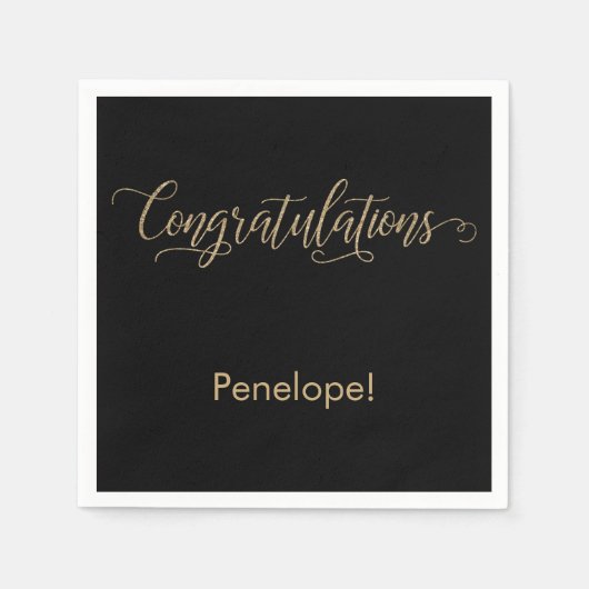 Serviette En Papier Félicitations Typographie de Parties scintillant d (Devant)