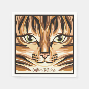 Serviette En Papier Feline Visage animal Amoureux des chats personnali