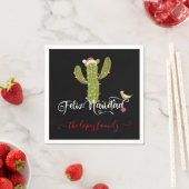 Serviette En Papier Feliz Navidad Christmas Cactus Party (En situation)