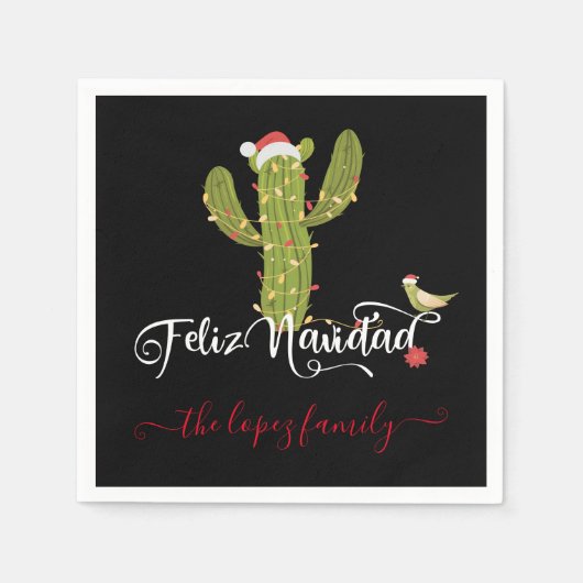 Serviette En Papier Feliz Navidad Christmas Cactus Party (Devant)