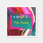 Serviette En Papier Feliz Navidad Fiesta sur Sarape rose et verte (Devant)