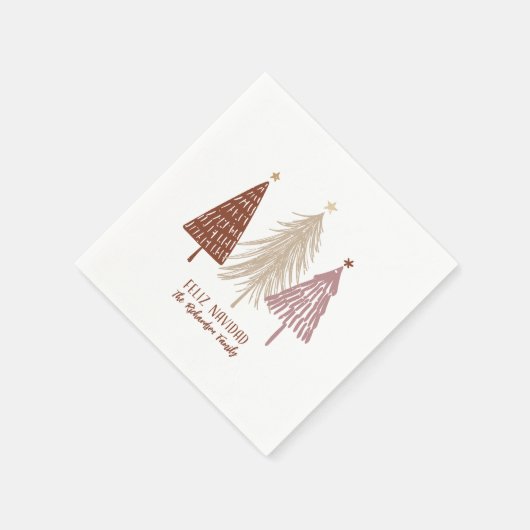 Serviette En Papier Feliz Navidad Joyeux Noël Festif Arbre de Noël (Coin)