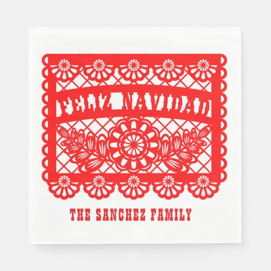 Serviette En Papier Feliz Navidad Papel Picado (Devant)