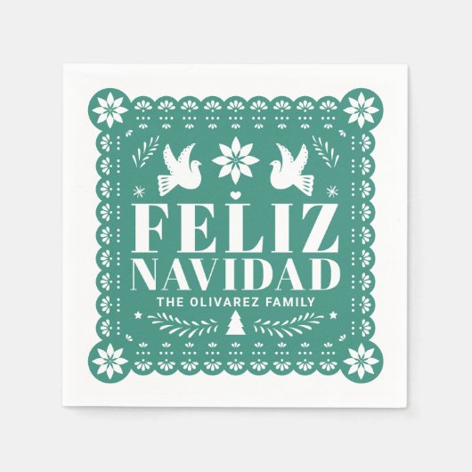 Serviette En Papier Feliz Navidad Papel Picado Noël (Devant)