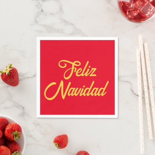 Serviette En Papier Feliz Navidad Paper Napkin (En situation)