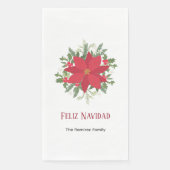 Serviette En Papier Feliz Navidad Red Poinsettia Floral (Devant)