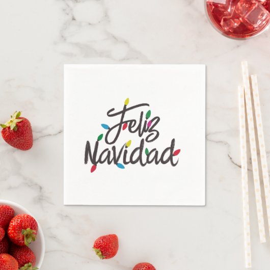 Serviette En Papier Feliz Navidad Retro (En situation)