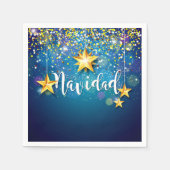 Serviette En Papier Felize Navidad Gold Stars Cocktail de Noël (Devant)