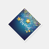Serviette En Papier Felize Navidad Gold Stars Cocktail de Noël (Coin)