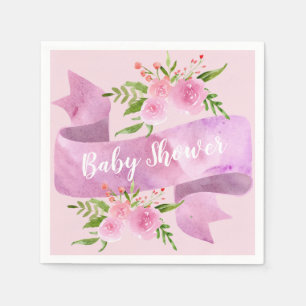 Serviette En Papier Féminin, Joli, Chic, Floral Rose Pâle Baby Shower