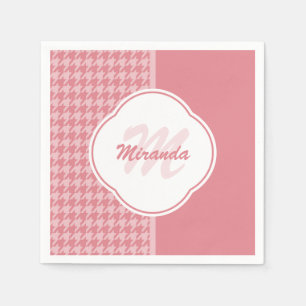 Serviette En Papier Féminin rose clair papier à motif houndstooth avec