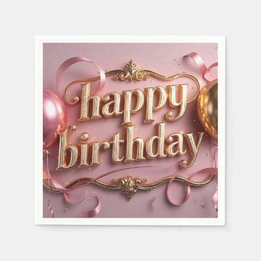 Serviette En Papier Feminine anniversaire luxueux élégant extravagant (Devant)