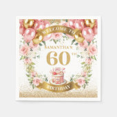 Serviette En Papier Feminine Boho 60th Birthday Napkins Détails Or (Devant)