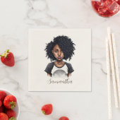 Serviette En Papier Femme afro chic et classique (En situation)