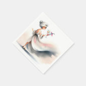 Serviette En Papier Femme Âgée Classique Avec Boisson De Fête (Coin)