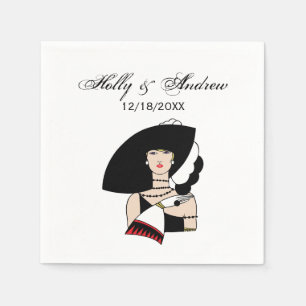 Serviette En Papier Femme Art Déco vintage portant des gants Casquette