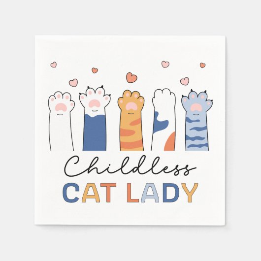 Serviette En Papier Femme au chat sans enfant votant Kamala Harris Pré (Devant)