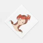 Serviette En Papier Femme Aux Cheveux De Crabe (Coin)