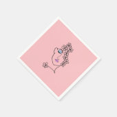 Serviette En Papier Femme Avec Fleurs Ligne Art Rose (Coin)